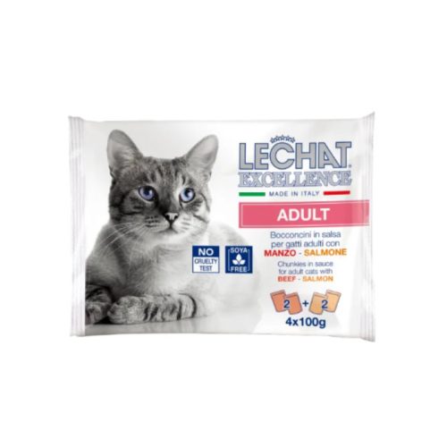 Lechat Excellence Adult Marhás És Lazacos Cica Alutasakos Pack 4x100g