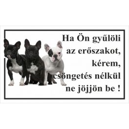 Kutyatábla Francia Bulldogok 25x15 cm
