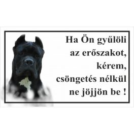Kutyatábla Cane Corso Fekete 25x15 cm
