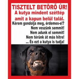 Kutyatábla Rottweiler 3 10x12.5 cm