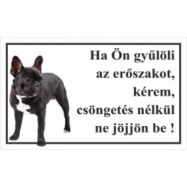 Kutyatábla Francia Bulldod Fekete 2 25x15 cm